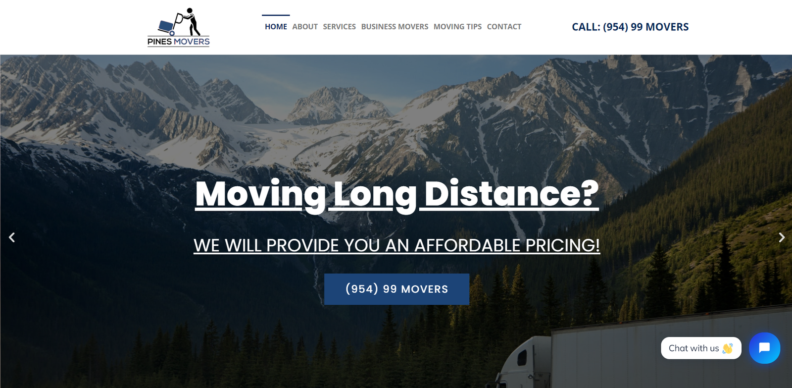 Pines Movers WordPress moving company website design