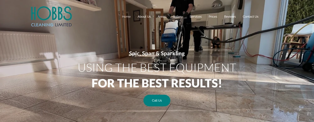 Hobbs Carpet Cleaning WordPress homepage hero used for a local SEO case study