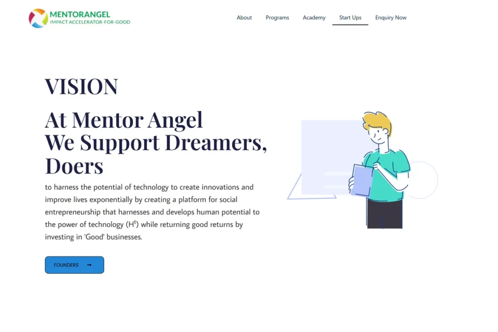 MentorAngel WordPress website redesign homepage first screen