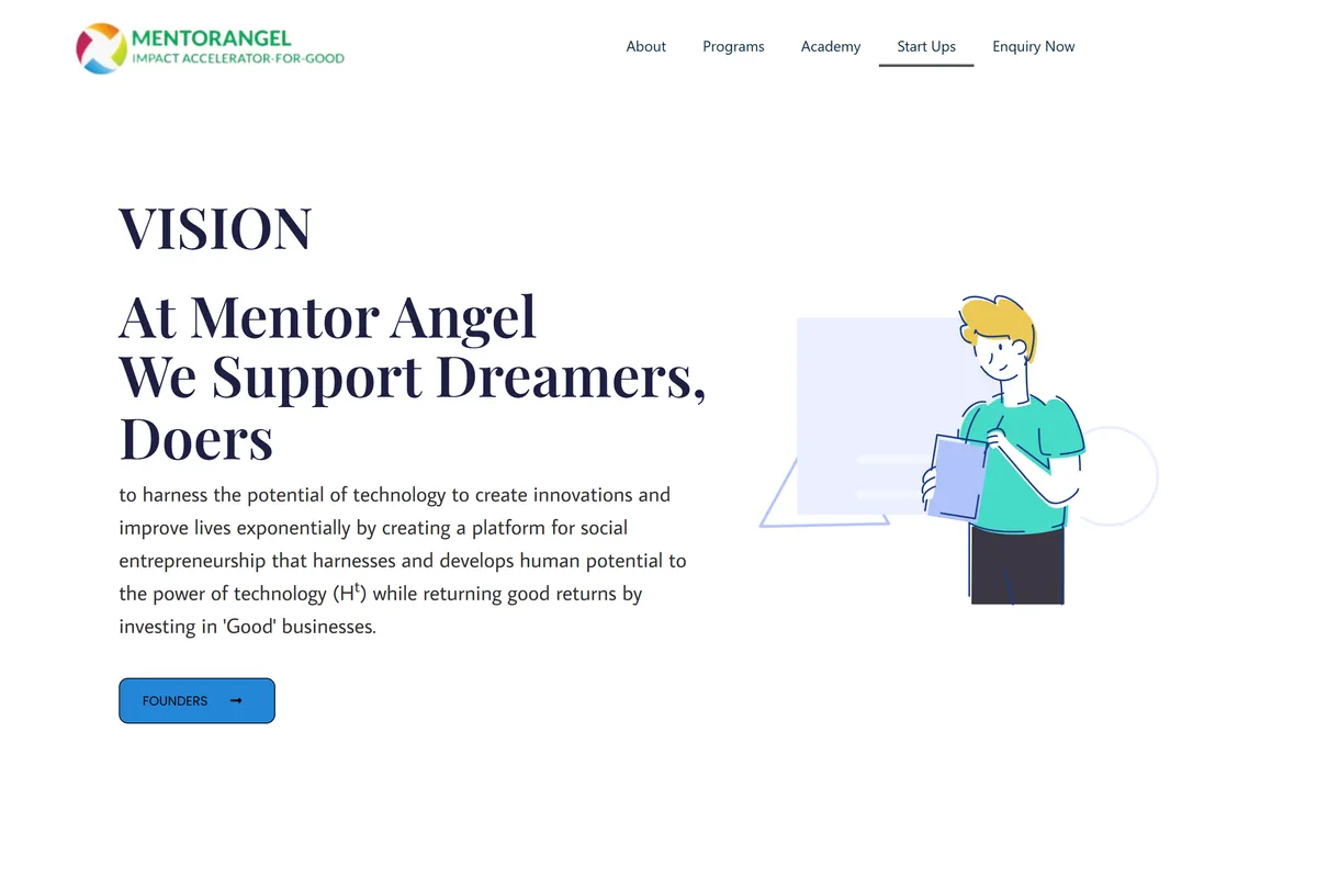 MentorAngel WordPress website redesign homepage first screen
