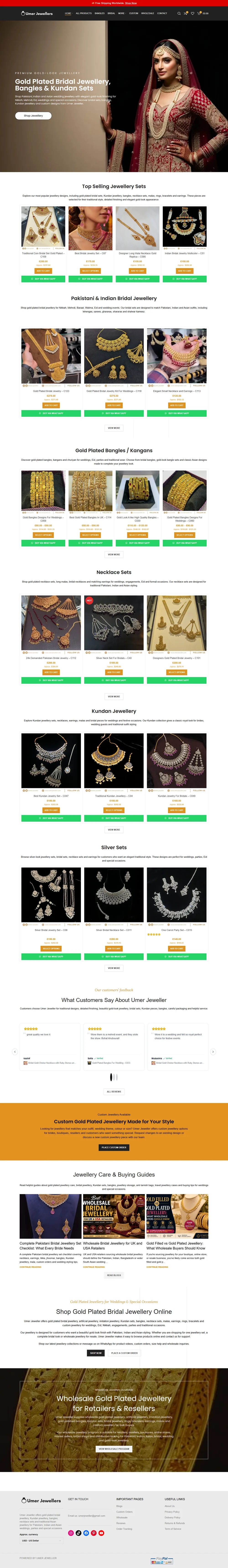 Full Umer Jewellers WooCommerce homepage screenshot for ecommerce SEO and AEO case study
